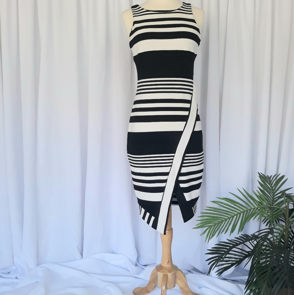 Bar III Black and White Stripe Dress Size S